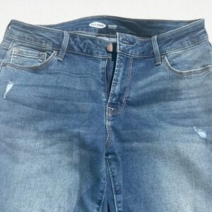 Old Navy Rockstar Super Skinny Jeans‎ Denim Blue Wash Distressed Size 10